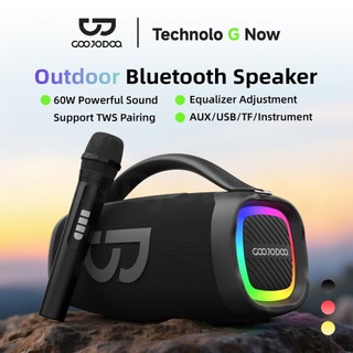 GOOJODOQ Wireless Bluetooth Speaker with Microphone Portable Mini Karaoke 3D Stereo Family Party KTV