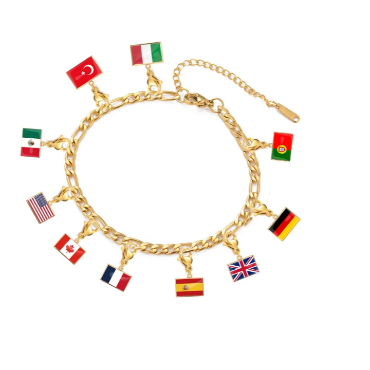 LIKGRET สร้อยข้อมือสแตนเลส ขนาด 10*6.6 มม. ตกแต่งด้วย charms พิเศษ เพิ่มความทรงจำในการเดินทางของคุณ