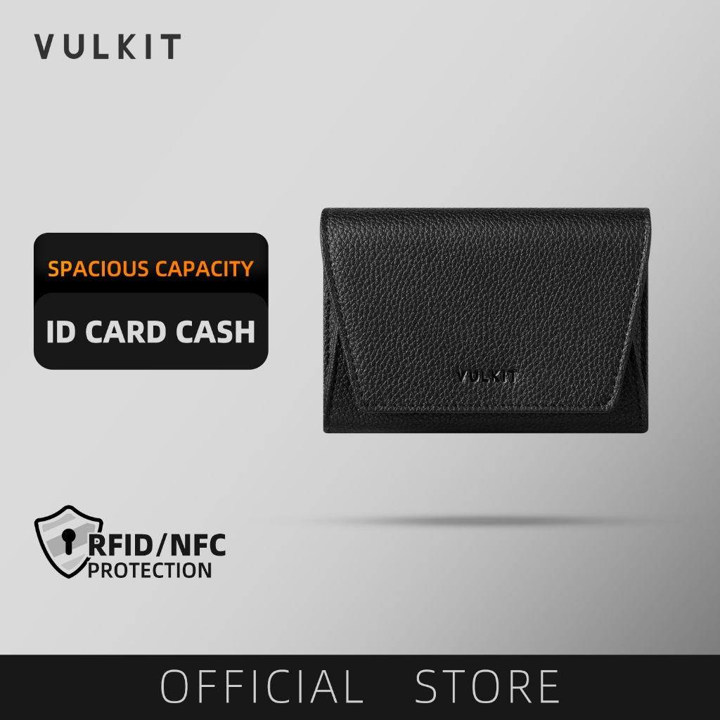 VULKIT-Credit Card Holder with ID Window RFID Blocking Card Wallet for Cash Coins Cards-VBC105
