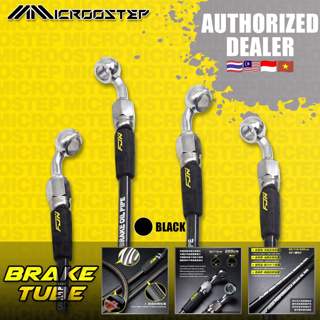 FJN ท่อสายเบรคถักเหล็กเทฟลอน 95/110/220cm - อุปกรณ์ถอดหลายมุม สําหรับมอเตอร์ไซค์/E-Scooter (ZEHO/YAD