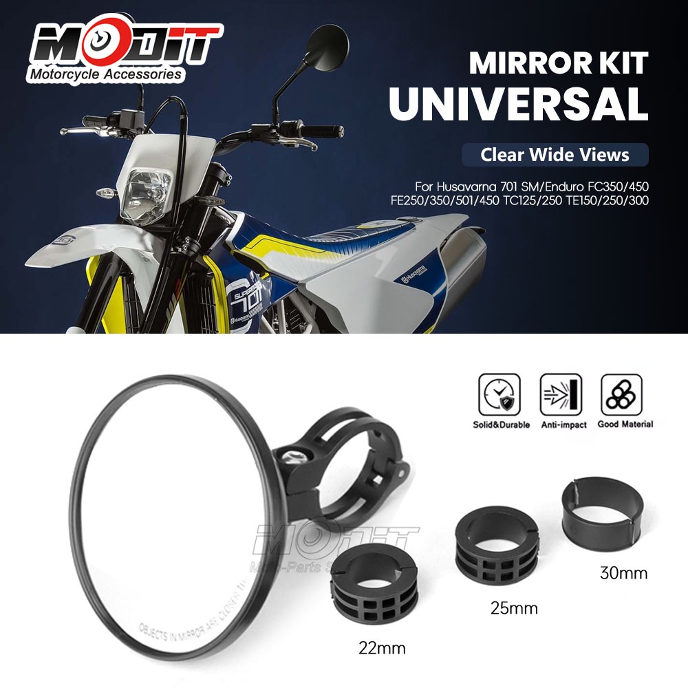 สําหรับ Husavarna 701 SM/Enduro FC350/450 FE250/350/501/450 TC125/250 รถจักรยานยนต์ Circular handle กระจกมองหลังมุมกว้างกระจก