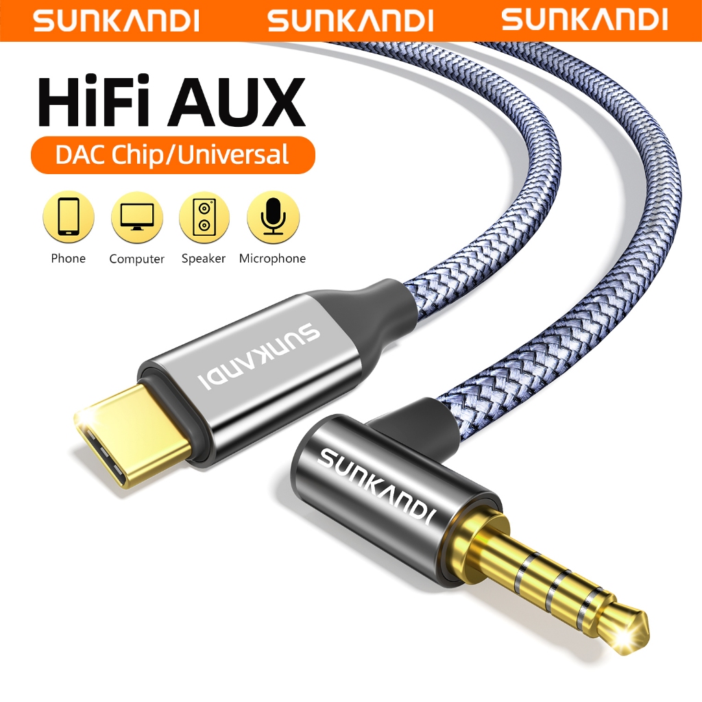 SUNKANDI USB C ถึง 3.5 มม.TRS Audio Aux Cable รองรับ Micro สําหรับโทรศัพท์ IPad แล็ปท็อปคาราโอเกะ