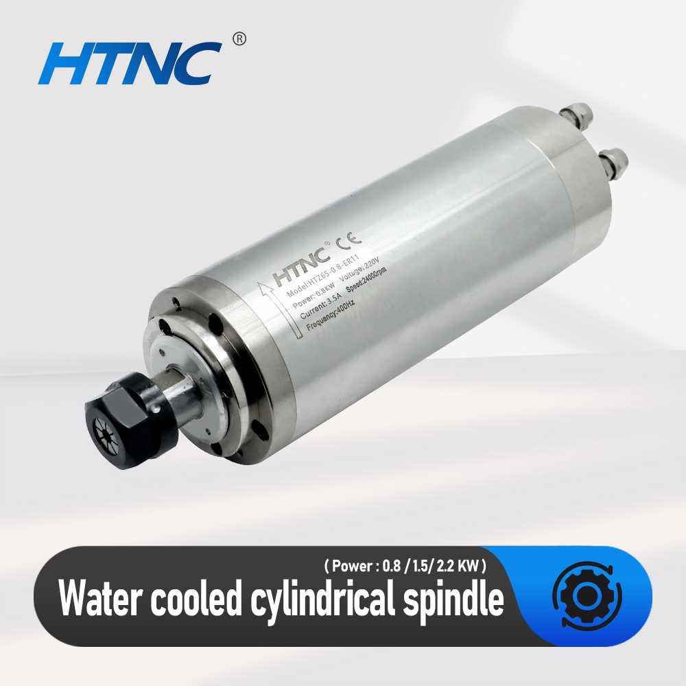 HLTNC 0.8/1.5/2.2KW มอเตอร์แกน CNC ระบายความร้อนด้วยน้ํา – 110 V/220 V 400Hz 24000RPM แกนกลมพร้อม ER11/ER20 สําหรับ CNC Router แกะสลัก