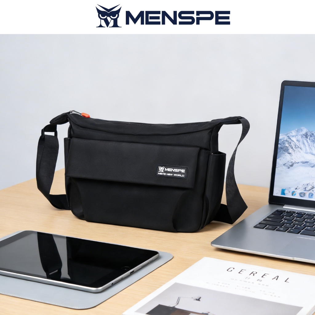 MENSPE กระเป๋าสะพายไหล่ผู้ชาย Unisex กันน้ํา Messenger กระเป๋ากลางแจ้งขนาดใหญ่ความจุกระเป๋า Crossbody - รูปที่ 3