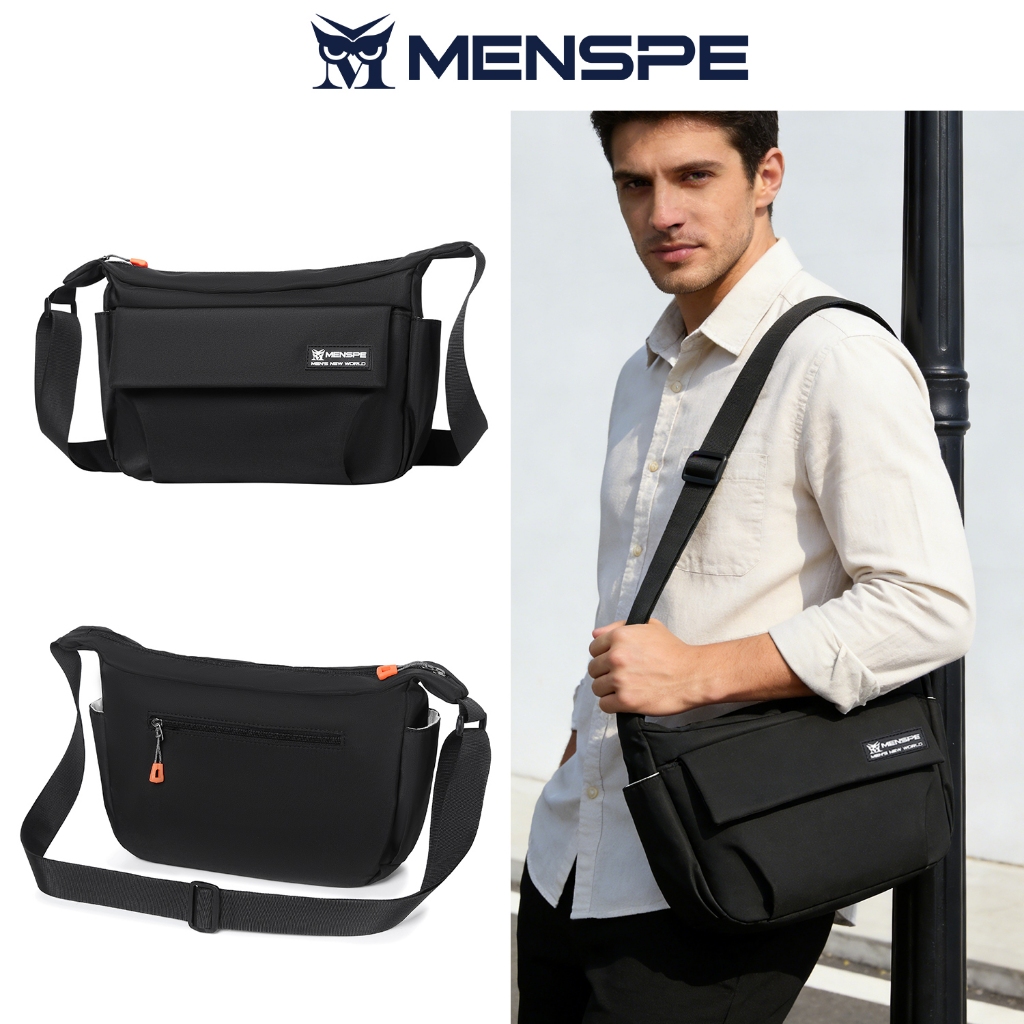 MENSPE กระเป๋าสะพายไหล่ผู้ชาย Unisex กันน้ํา Messenger กระเป๋ากลางแจ้งขนาดใหญ่ความจุกระเป๋า Crossbody