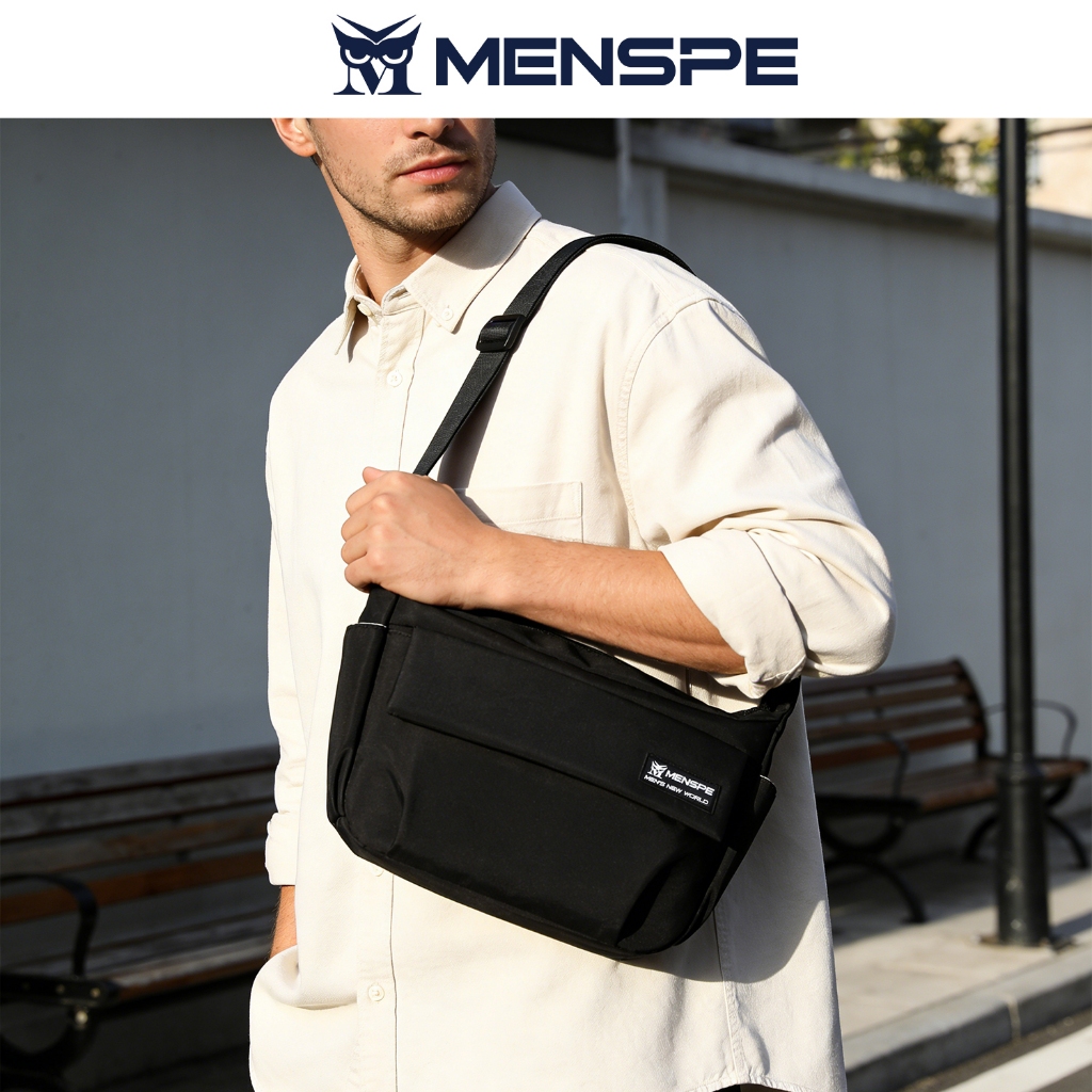MENSPE กระเป๋าสะพายไหล่ผู้ชาย Unisex กันน้ํา Messenger กระเป๋ากลางแจ้งขนาดใหญ่ความจุกระเป๋า Crossbody - รูปที่ 2