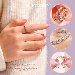 Purmoon แหวนนำโชคตาเจ็ดสี ขนาดปรับได้ มีหลากหลายสี สไตล์สมัยใหม่ สำหรับทุกเพศ เป็นของขวัญที่เหมาะสมสำหรับเด็กผู้หญิง