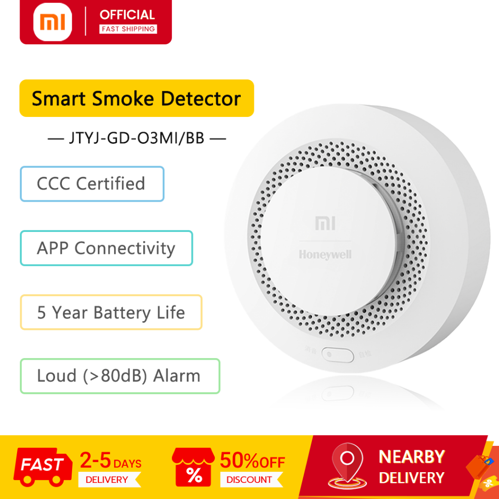 Xiaomi Smart Smoke Detector CCC Certification MIUI อุปกรณ์ Count-off Leak Sensor Detector รีโมทคอนโทรลผ่าน Mihome APP