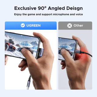 UGREEN สายอะแดปเตอร์เสียง Hi-FIi USB-C ถึง 3.5 มม. (90° ปลั๊กมุม) - 96kHz/24bit DAC, อลูมิเนียมอัลลอยด์ + ถัก (10 ซม., สีเทา) สําหรับ MacBook, iPad Pro, Samsung Galaxy, โทรศัพท์ Android
