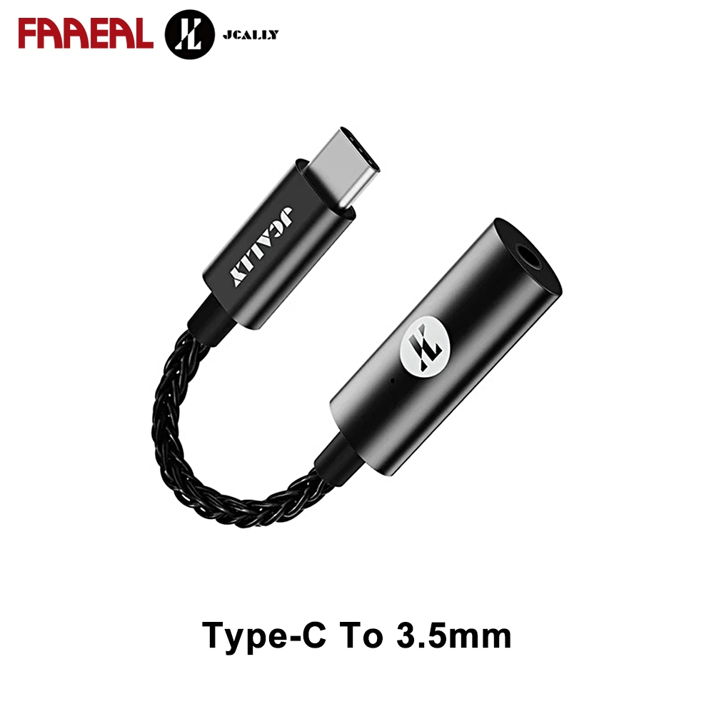 FAAEAL JCALLY JM30 Type-C ถึง 3.5 มม.อะแดปเตอร์เสียงดิจิตอล 5N OFC HiFi หูฟัง DAC สาย PCM 32bits/384