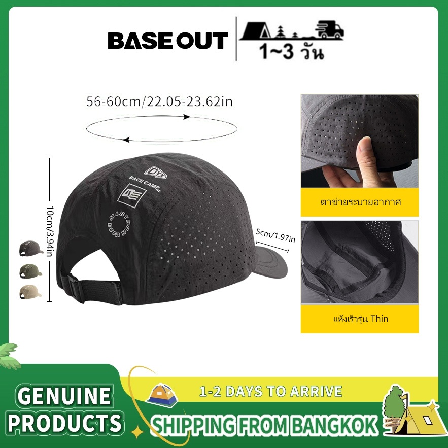 BASEOUT หมวกเบสบอลทรงเข้ารูปสำหรับฤดูร้อน ระบายอากาศได้ดี เหมาะสำหรับการตั้งแคมป์และการเดินทาง