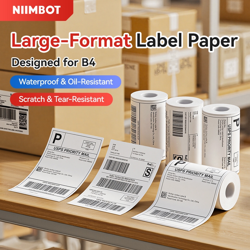 กระดาษฉลากสีขาว NIIMBOT B4 พร้อมขนาดใหญ่เหมาะสําหรับการจัดส่ง , Waybill และส่วนผสมที่รายชื่อ