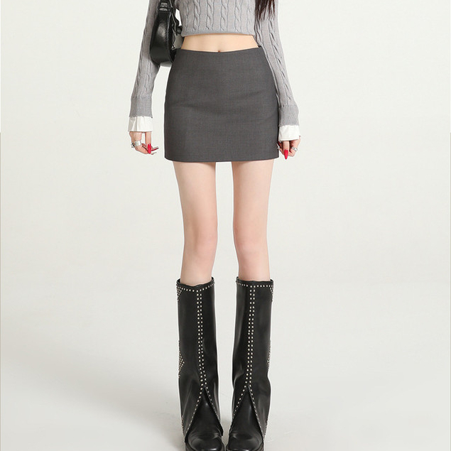 Floerns S-6XL กระโปรงกางเกงสั้น ผ้าโพลี ทรงสวยเข้ารูป มีซิปข้าง เเมทช์ได้หลายสไตล์ - รูปที่ 6