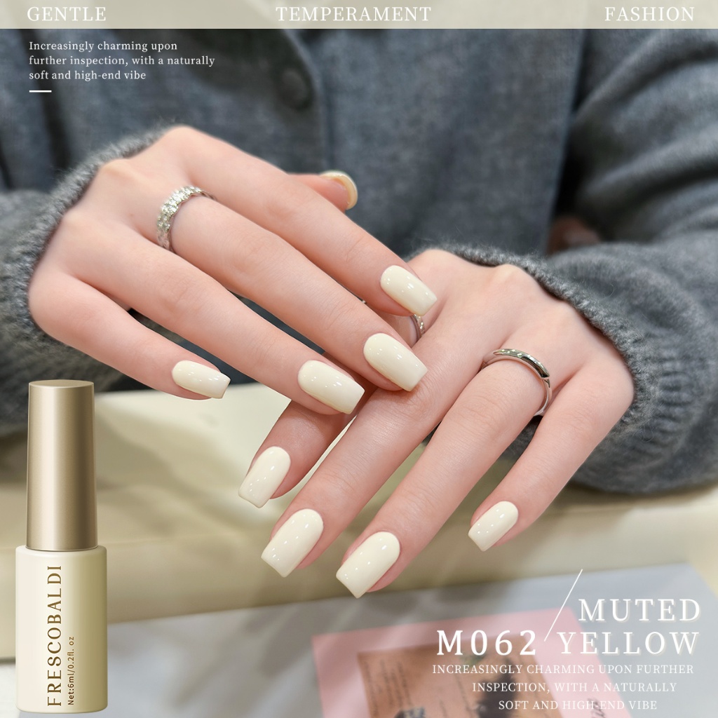 FRESCOBALDI 6ml - ยาทาเล็บเจลสีเหลืองเนื้อครีม เหมาะสำหรับใช้ในร้านเสริมความงามและใช้ในชีวิตประจำวัน