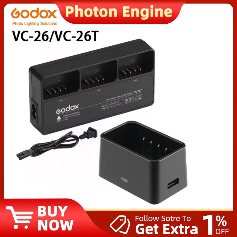 Godox ต้นฉบับ vc26 เครื่องชาร์จ USB/VC-26T ac multi charger สําหรับ V1 v860iii v850iii แฟลช Speedlit