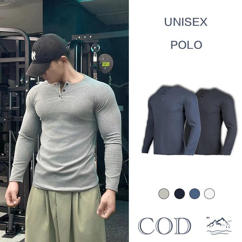 BS |polo แขนยาวแห้งเร็วสําหรับผู้ชายเพื่ออวดกล้ามเนื้อ