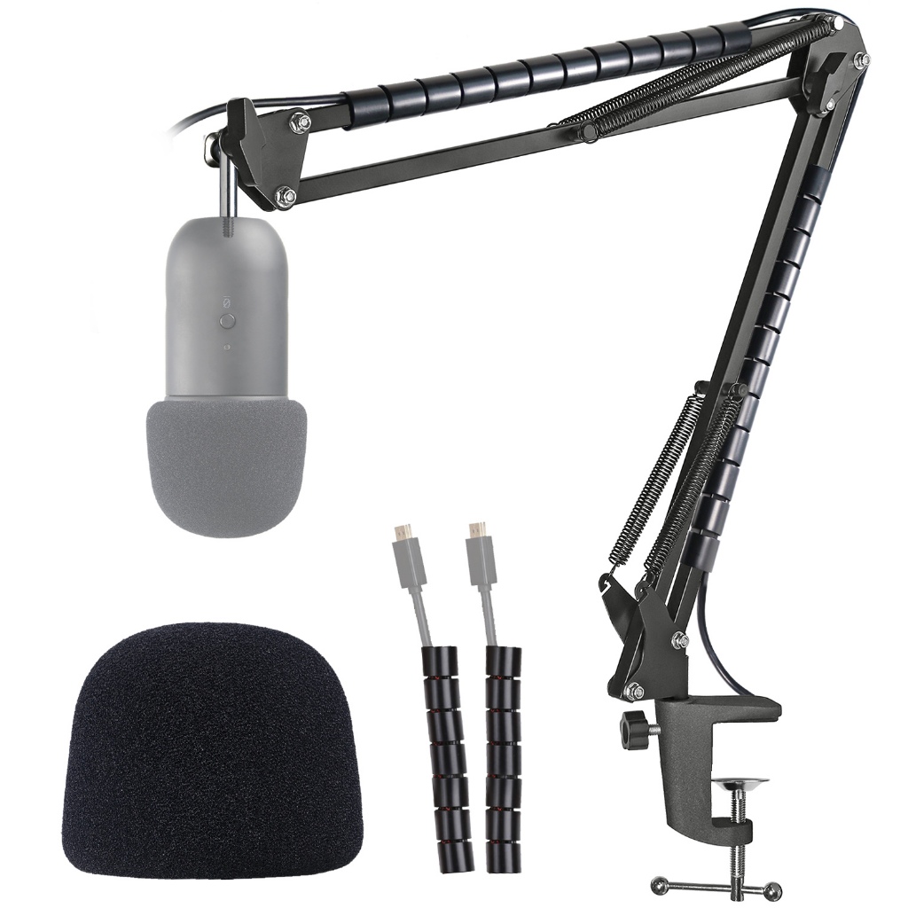K678 ขาตั้งไมโครโฟนพร้อมกระจกโฟม - Mic Suspension Boom Scissor Arm Stand พร้อม Pop Filter, สายเคเบิล