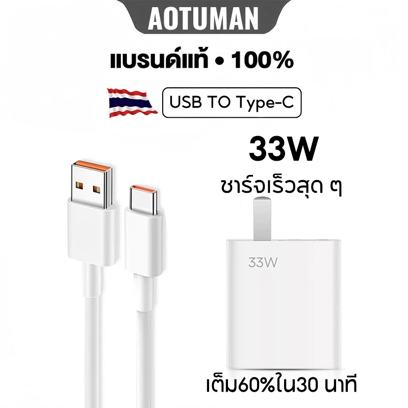 [รับประกัน 1 ปี] หัวชาร์จ 33 W 67 W 120 W+สายชาร์จ 6A เหมาะสําหรับ USB Type-C รองรับการชาร์จเร็ว