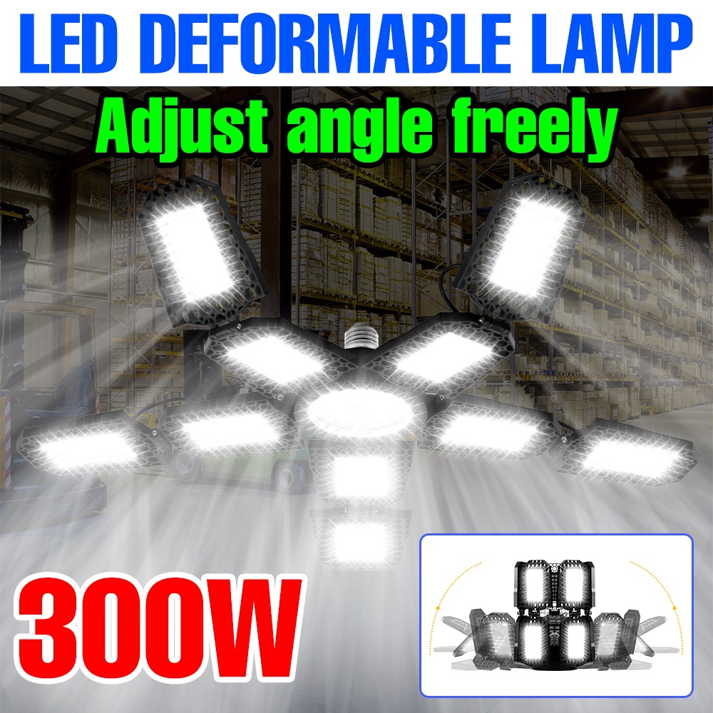 300W E27 LED Deformable Garage Light 42241LM คลังสินค้า Workshop โคมไฟ 110 V/220 V ในร่มพับ Basement