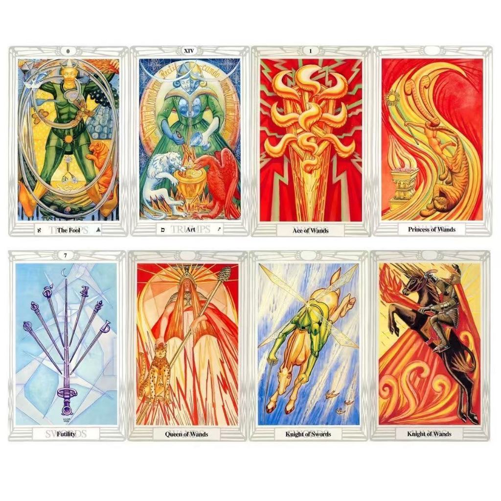 คลังสินค้าพร้อม [กันน้ําทนต่อการสึกหรอ] Tath Tarot Card เกมกระดานภาษาอังกฤษ Alister Crowley Thoth ไพ่ทาโรต์เกมวัสดุ pvc