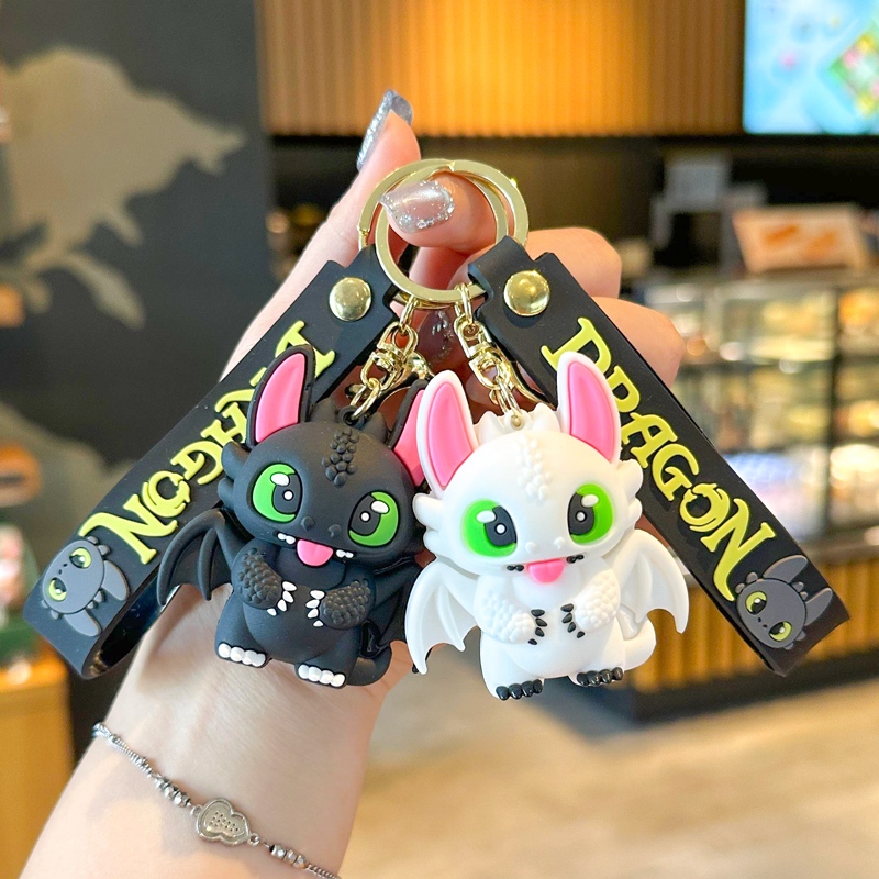 ใหม่ พวงกุญแจเขี้ยวกุด (Toothless) & เพลิงนวล (Light Fury) จาก How to Train Your Dragon จี้ห้อยกระเป๋าน่ารัก ของขวัญคู่รัก ที่ห้อยรถ