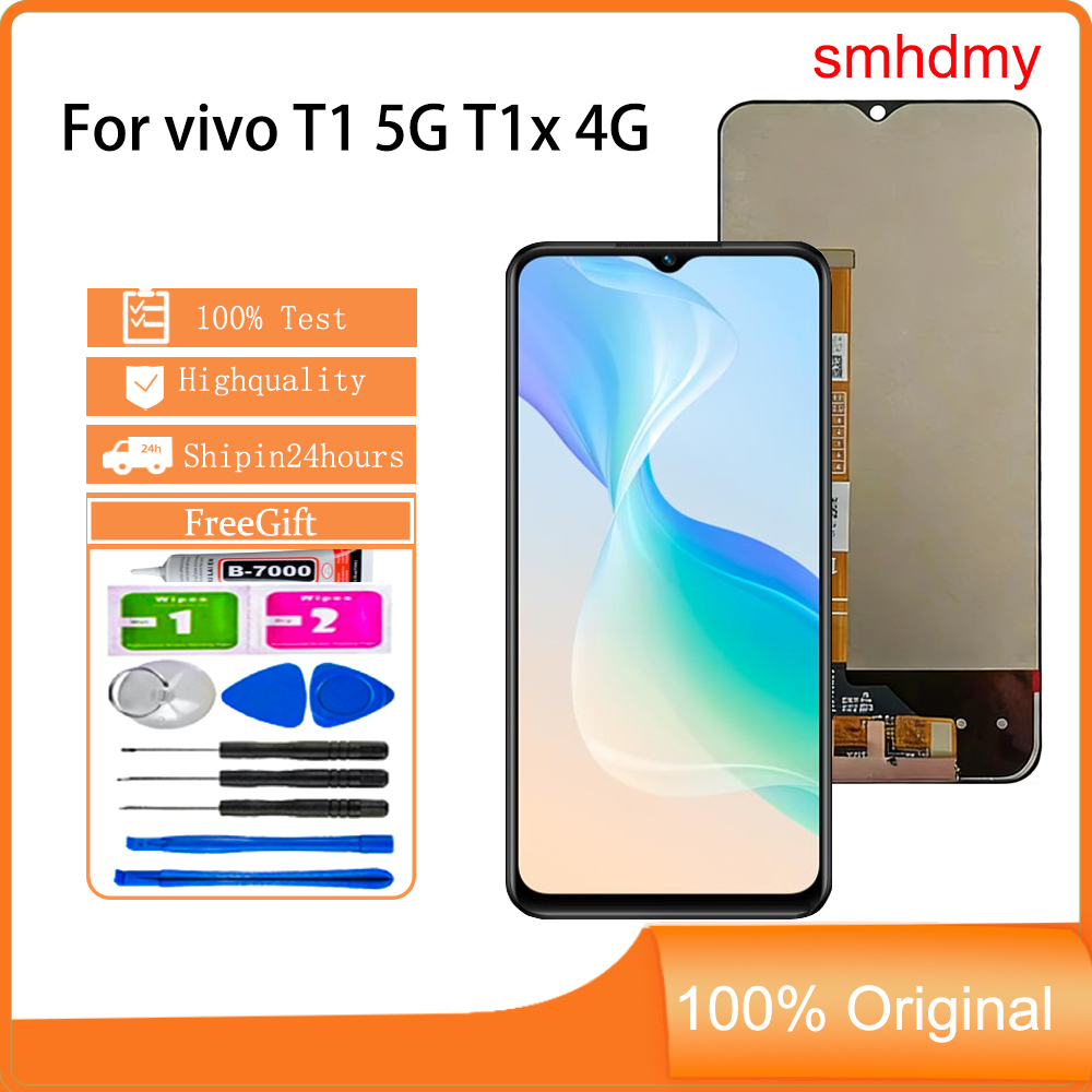Smhdmy Ori จอแสดงผลสําหรับ vivo T1 5G T1x 4G เปลี่ยนหน้าจอสัมผัส LCD