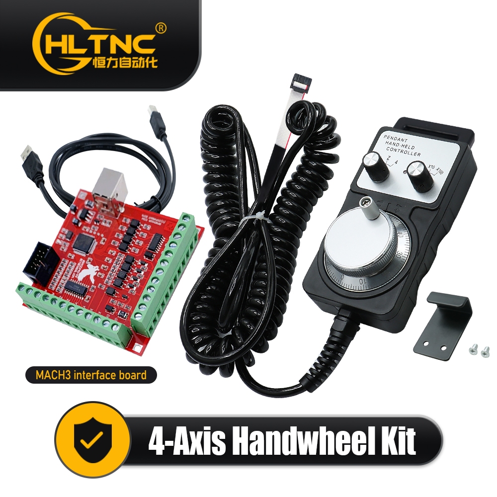 HLTNC MPG Mach3 Pulse Handwheel – เครื่องกําเนิดไฟฟ้าแบบพัลส์แบบแมนนวล 4 แกน 100 กิโลเฮิร์ตซ์, อินเทอร์เฟซ 10 พิน, เข้ากันได้กับบอร์ด Mach3 สีแดงสําหรับ CNC Stepper & Servo Motor