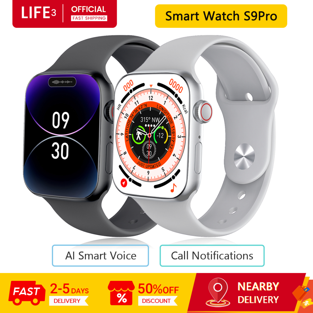 3LIFE S9Pro สมาร์ทวอทช์ หน้าจอ 2.1 นิ้ว โทรผ่านบลูทูธ AI สมาร์ทเสียงการตรวจสอบการนอนหลับโหมดกีฬา