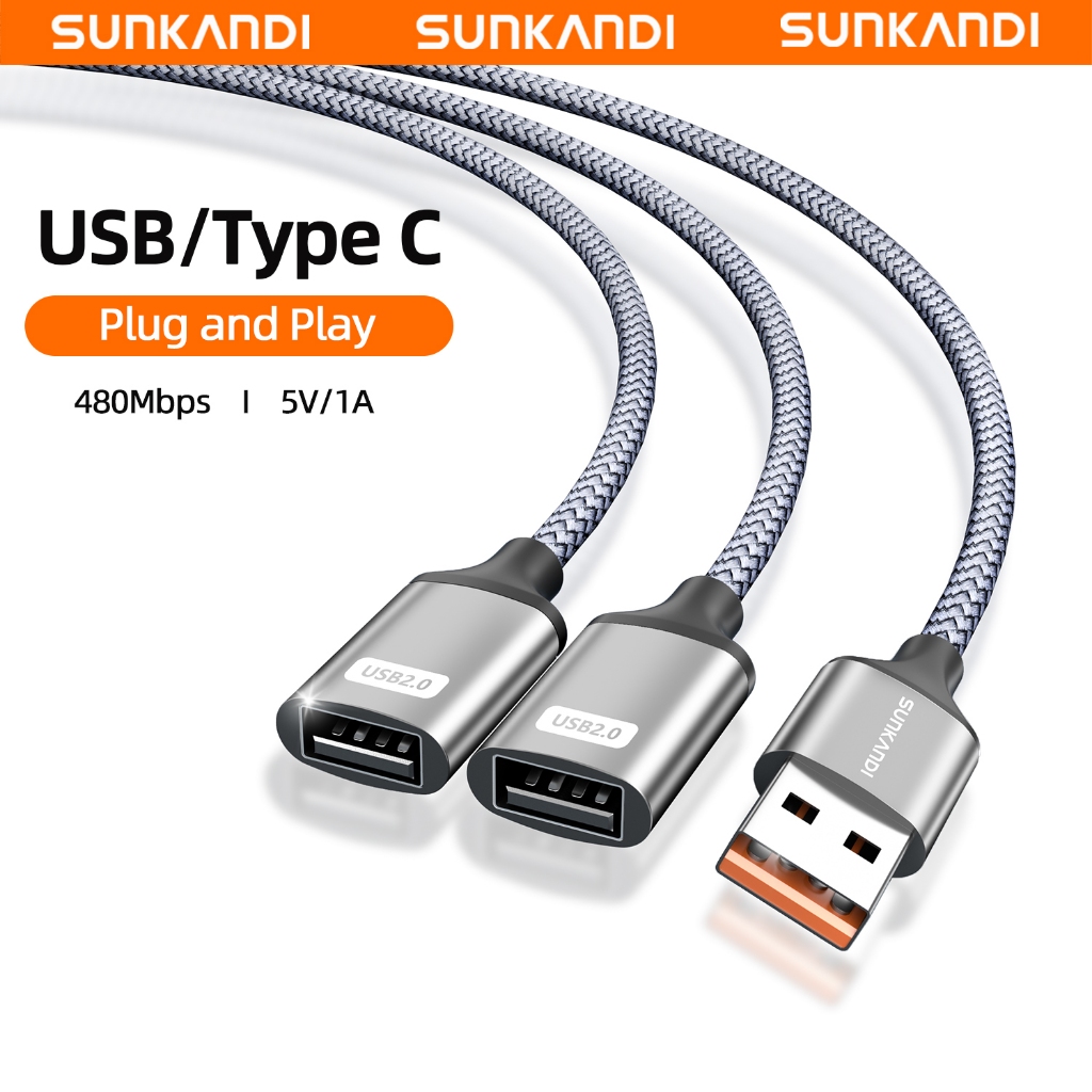 SUNKANDI อลูมิเนียมอัลลอยด์ USB ชาย 2/3/4 หญิงสายแยกสําหรับคอมพิวเตอร์ทีวีโน้ตบุ๊ค