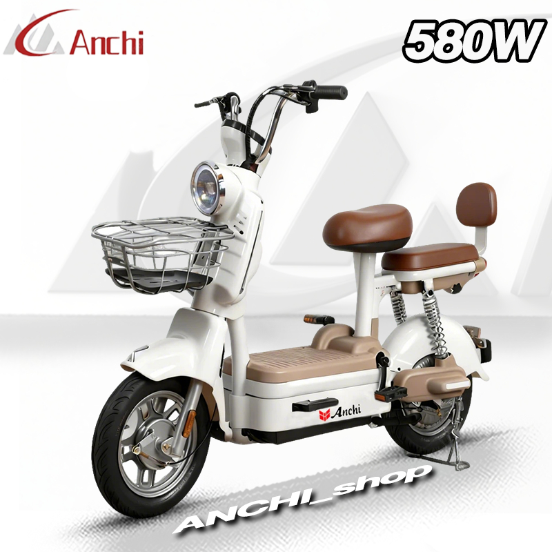 [รับประกัน 5ปี] ANCHI จักรยานไฟฟ้า รถไฟฟ้า มอเตอร์ 580W แบตเตอรี่ 48V 12A Electric bike มีกระจกมองหล