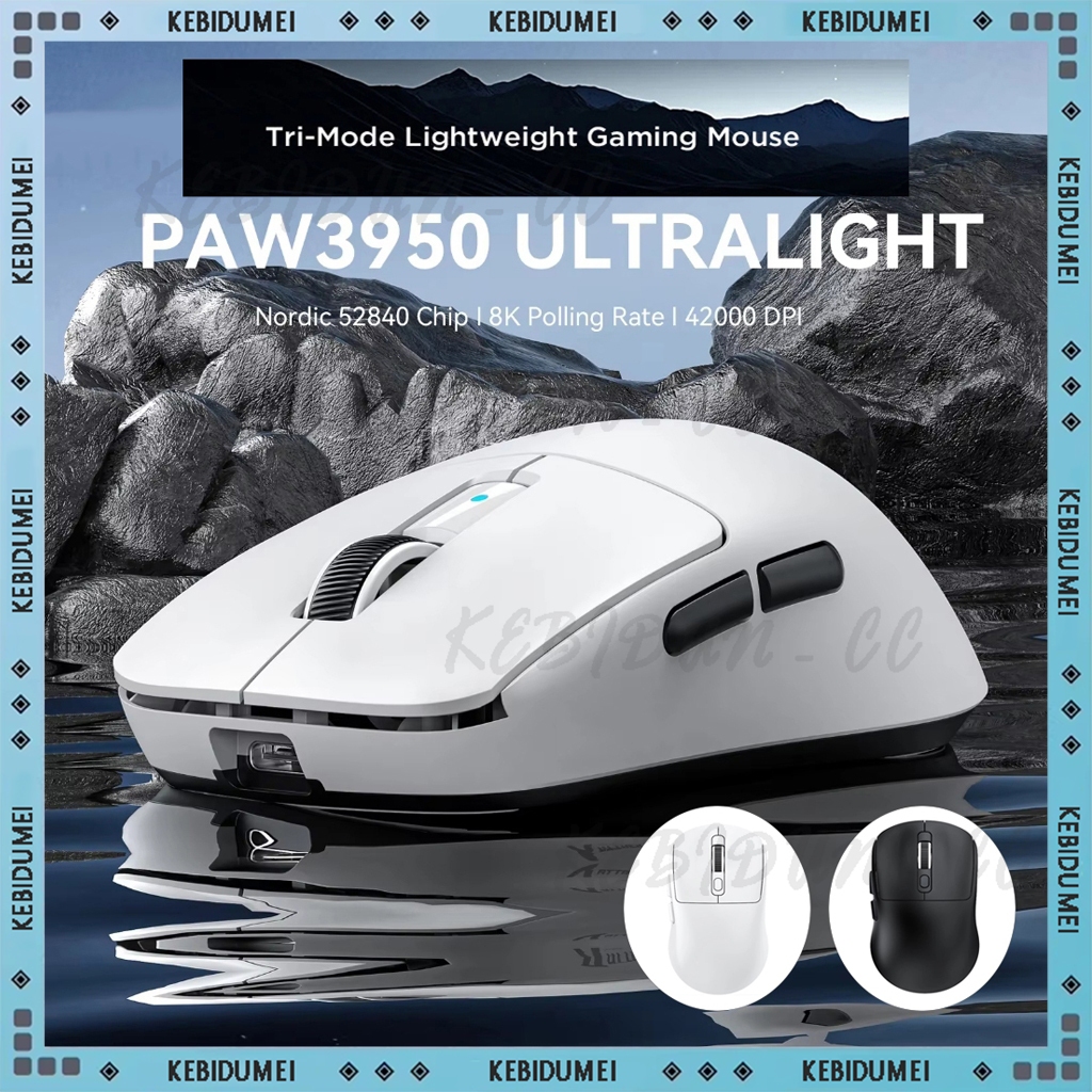 3 Modes Bluetooth Mouse เมาส์สําหรับเล่นเกมไร้สายน้ําหนักเบา, เมาส์คอมพิวเตอร์เซ็นเซอร์ PAW 3950Max 