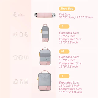 ถุงจัดกระเป๋าเดินทาง 6 ชิ้น แบบบีบอัด ประหยัดพื้นที่ สำหรับเสื้อผ้า เดินทาง