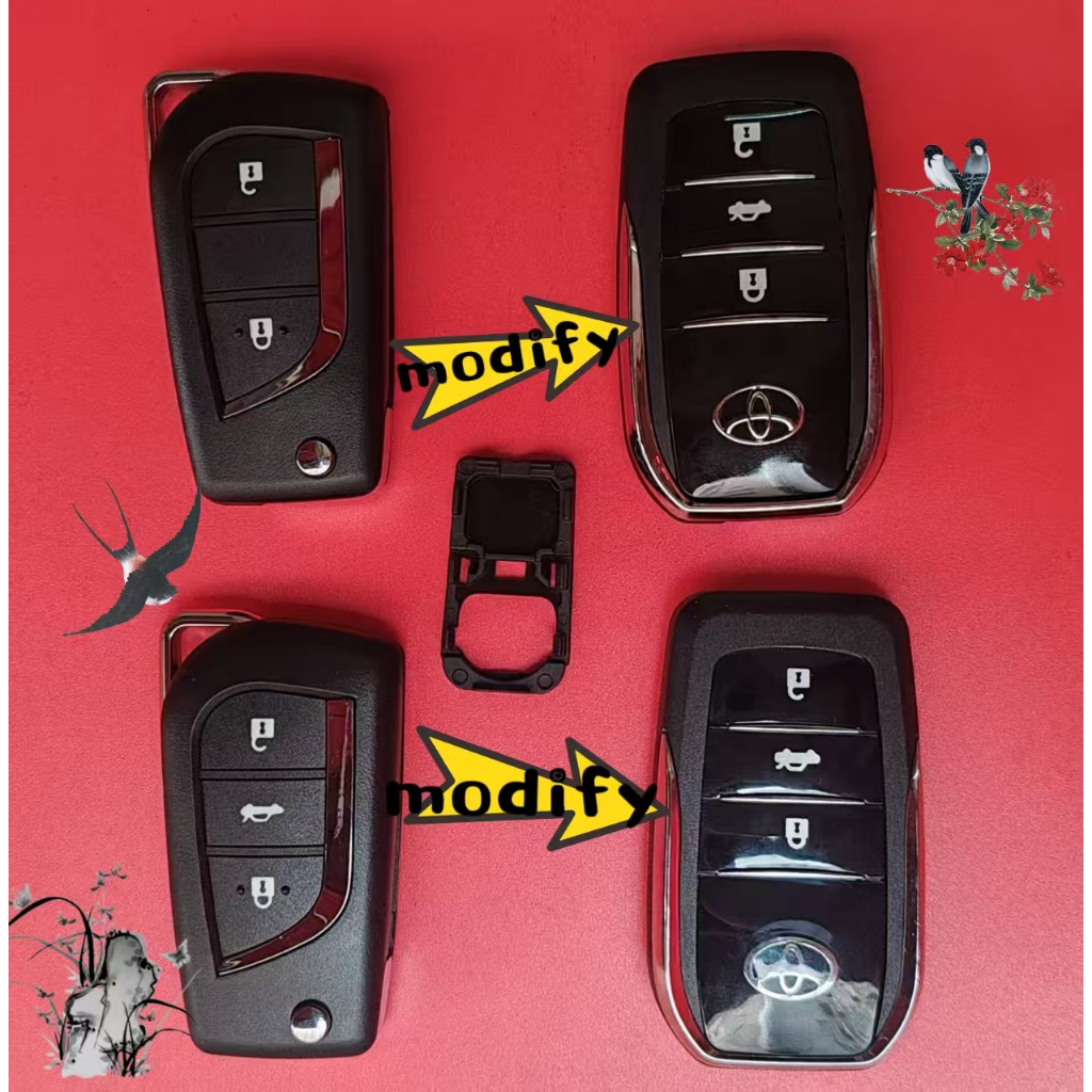 ดัดแปลงเปลือกกุญแจพลิก Toyota 3 ปุ่มเพื่อแทนที่ปุ่ม Toyota 2/3 SUBOR WISH VIOS YARIS-L Corolla Ruiz ect. เปลือกกุญแจ