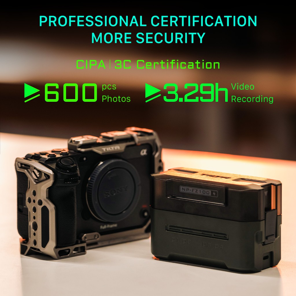 TILTA แบตเตอรี่กล้อง NP-FZ100 / NP-W235 / DMW-BLK22 / EN-EL15 / LP-E6 แบตเตอรี่กล้องดิจิตอล Charger สําหรับกล้อง Sony a7m4 a7c2 ZV-E1 a6000 - รูปที่ 3