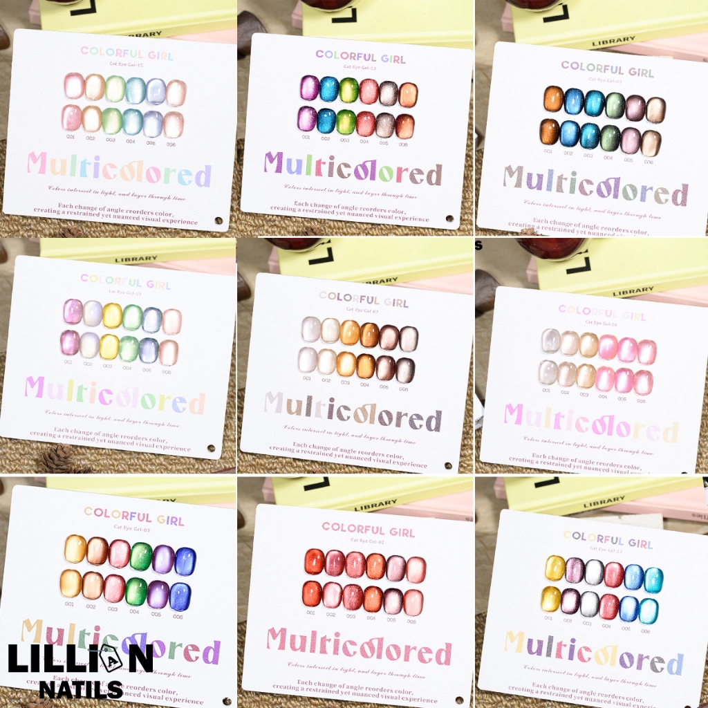 【พร้อมส่งในไทย】6 สี Cats Eye Gel Gel ฟรีแผนภูมิ COLORFUL GIRL สีเจลแคทอายเนื้อซาติน/สีเจลแคทอาย /สีเจลไซรัป
