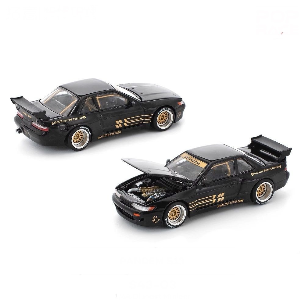 POPRACE 1: 64 Nissan Silvia S13 PANDEM สีดําจําลองรถรุ่นคอลเลกชันเครื่องประดับ