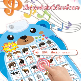 โปสเตรพูดได้ 3 ภาษา โปสเตอร์สอนคำศัพท์ สือการสอน เรียนคำศัพ โปสตอร์กไก ผลไม้ ABC ของเล่นเสริมพัฒนาการเด็ก