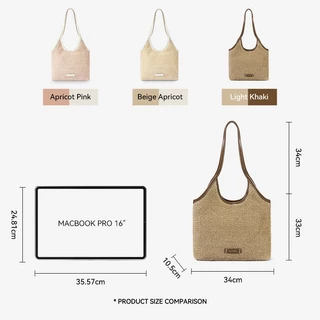 BOSTANTEN Anagram Bag กระเป๋าสะพายไหล่สานสำหรับผู้หญิง ดีไซน์วัยรุ่นทันสมัย ​​กระเป๋าถือขนาดใหญ่จุของได้เยอะ