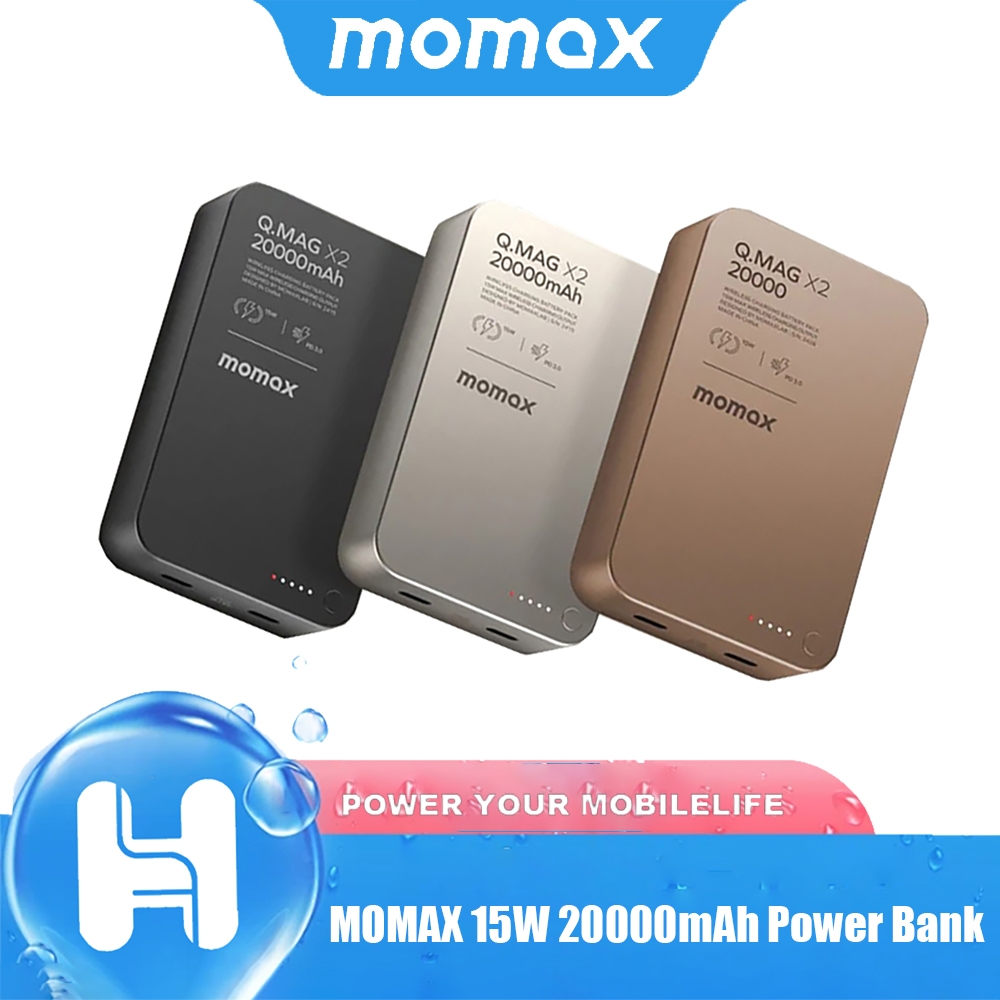MOMAX Q.Mag X2 Magnetic 15W 20000mAh Power Bank Wireless Portable Charger PD 35W Fast Charging