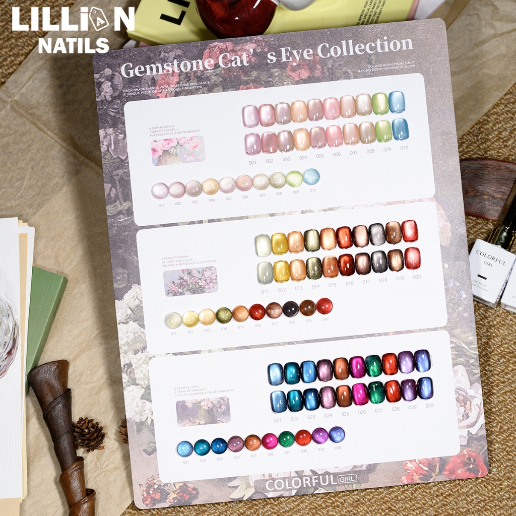 【พร้อมส่งในไทย】 ครบเซ็ต 30 สี  COLORFUL GIRL สีเจลแคทอายเนื้อซาติน + สีเจลแคทอายลูกแก้ว ติดทนนาน เหมาะสำหรับร้านทำเล็บมืออาชีพ แถมฟรีชาร์ทสี (ทามาให้แล้ว พร้อมใช้งาน)
