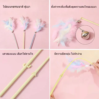 จัดส่งจากท้องถิ่น🚚ไม้ของเล่นแมว, ไม้จับแมว,ไม้ตบแมว，บอลแมว，แมวสายเหล็ก, ของเล่นขนนก ของเล่นทนทาน