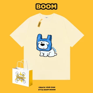 BOOM เสื้อยืดคอกลม ใส่ได้ทั้งชายและหญิง ผ้าฝ้าย 100% ระบายอากาศดี ลายหมาเล็กที่น่าขำนะคะ เหมาะสำหรับเยาวชน