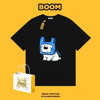 BOOM เสื้อยืดคอกลม ใส่ได้ทั้งชายและหญิง ผ้าฝ้าย 100% ระบายอากาศดี ลายหมาเล็กที่น่าขำนะคะ เหมาะสำหรับเยาวชน