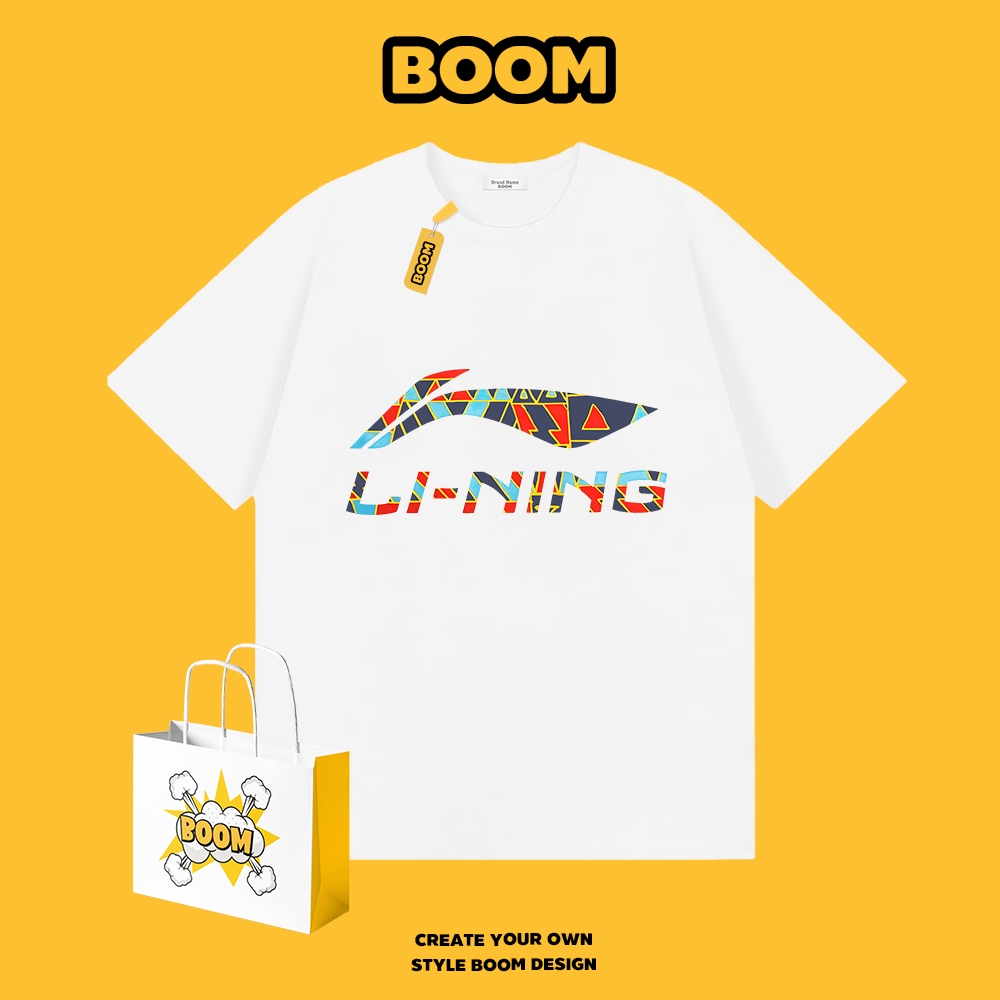 BOOM เสื้อยืดคอกลม ใส่ได้ทั้งชายและหญิง ผ้าฝ้าย 100% ระบายอากาศดี ลายแบรนด์เนมสุดเท่ เหมาะสำหรับเยาวชน