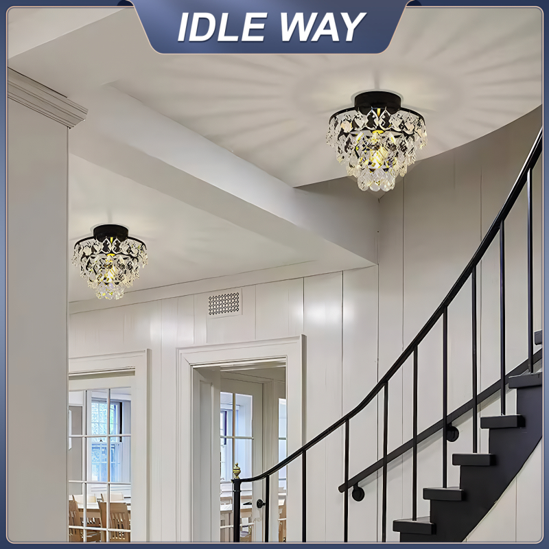 IDLEWAY ทางเข้าสไตล์อเมริกันไฟทางเดินคริสตัลโคมระย้าห้องนอนศึกษาในครัวเรือนเรียบง่าย