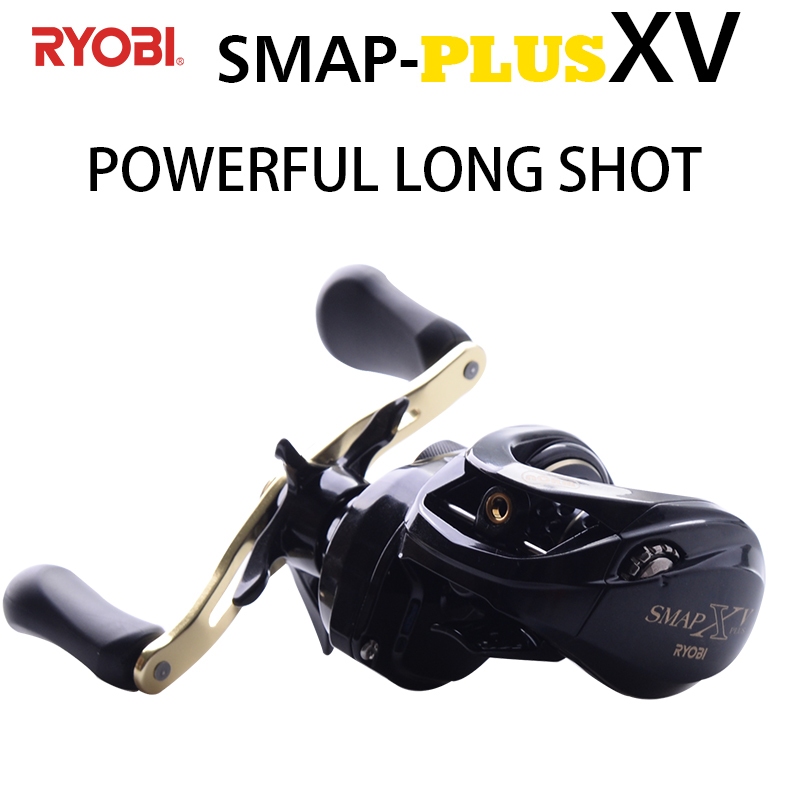 RYOBI SMAP XV PLUS Baitcasting FishingReels 8 + 1BB อัตราทดเกียร์ 6.4:1 ลากสูงสุด 5 กก.คาร์บอนตื้น S