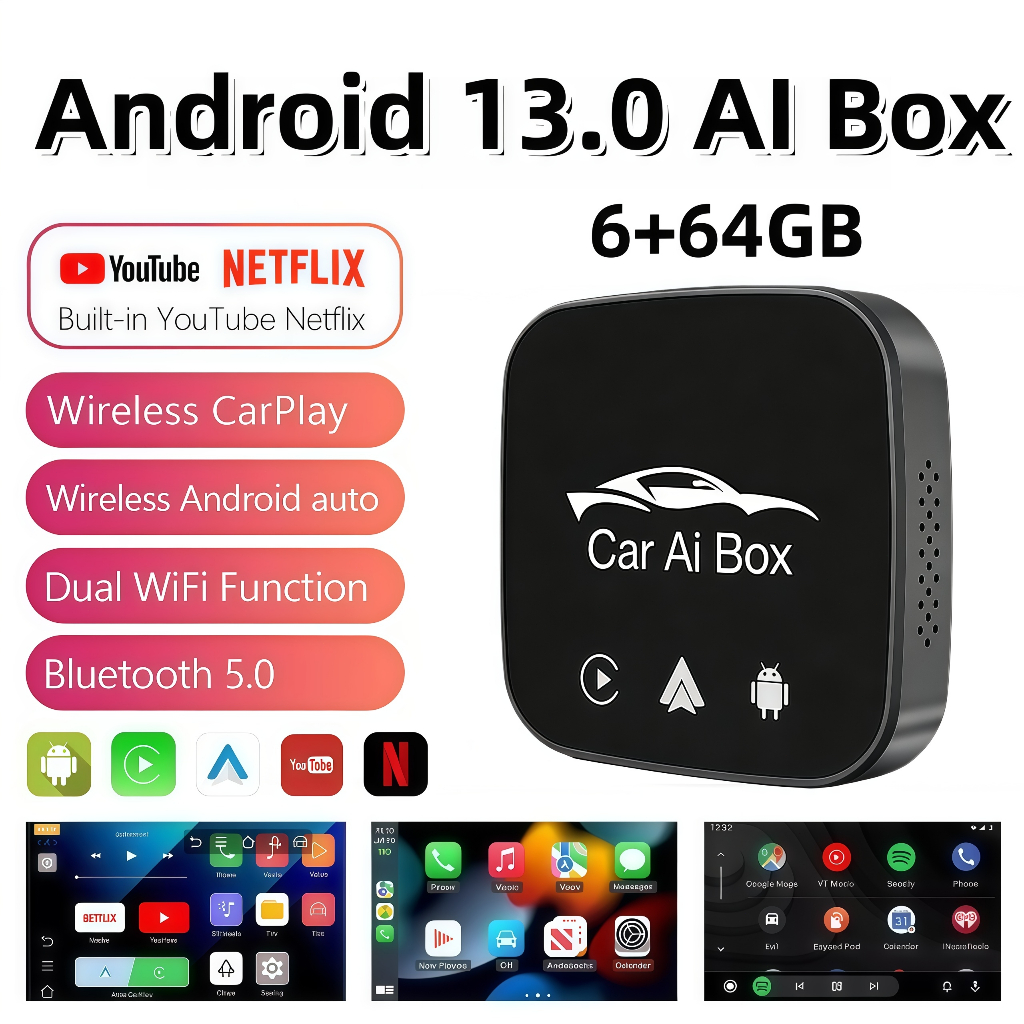 6+64G Carplay Ai BOX Android 13.0 Carplay Ai Box Wireless Carplay apple carplay Adapter ไร้สาย Andro