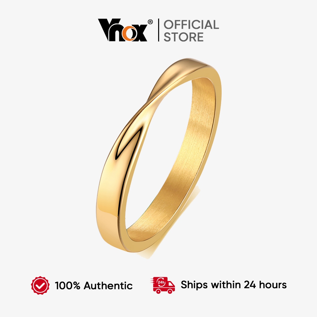 Vnox Mobius แหวนแต่งงาน แบบเกลียว สเตนเลส สําหรับผู้ชาย และผู้หญิง
