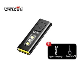 WARSUN T5 พวงกุญแจไฟฉาย USB ชาร์จได้ เหมาะสำหรับการเดินป่าและใช้งานกลางแจ้ง