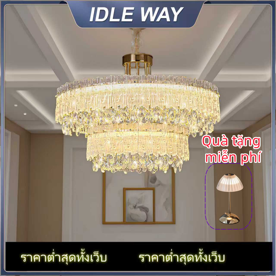 โคมไฟระย้าคริสตัล หรูหรา ทันสมัย ​​มีสไตล์ โคมไฟหลักห้องนั่งเล่นระดับไฮเอนด์ โคมไฟคริสตัลห้องอาหาร